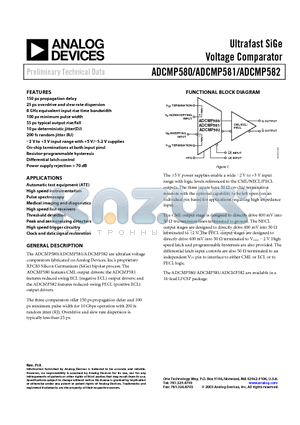 ADCMP580 datasheet - Ultrafast SiGe Voltage Comparator