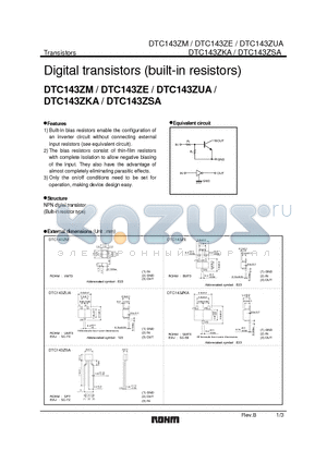 DTC143ZM datasheet - Digital transistors (built-in resistors)