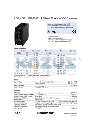 LOS4601-2 datasheet - 15, 30 and 50 Watt AC-DC Converters