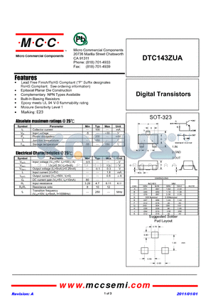 DTC143ZUA datasheet - Digital Transistors