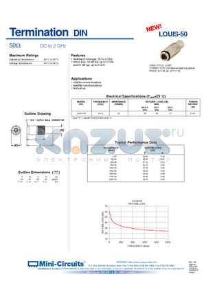 LOUIS-50 datasheet - Termination DIN 50 DC to 2 GHz