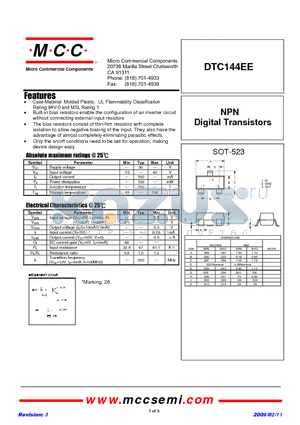 DTC144EE datasheet - NPN Digital Transistors