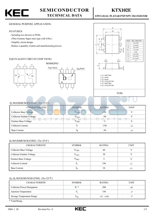 KTX102E datasheet - EPITAXIAL PLANAR PNP/NPN TRANSISTOR