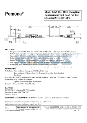 6365 datasheet - Sheathed Style DMMs