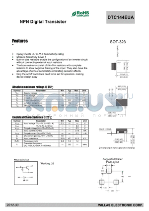 DTC144EUA datasheet - NPN Digital Transistor