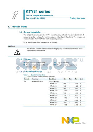 KTY81 datasheet - Silicon temperature sensors