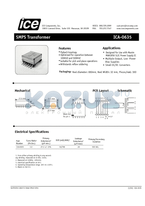 ICA-0635 datasheet - SMPS Transformer