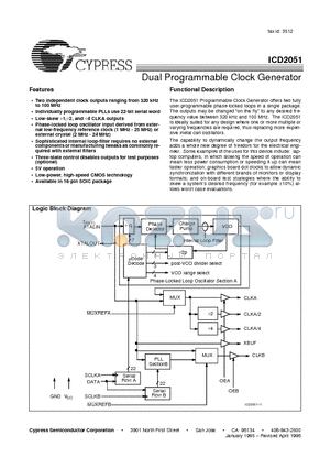 ICD2051 datasheet - Dual Programmable Clock Generator