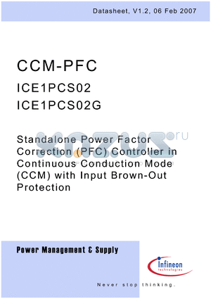 ICE1PCS02_07 datasheet - Standalone Power Factor Correction (PFC) Controller in Continuous Conduction Mode (CCM)