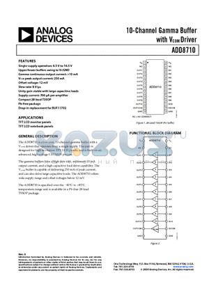 ADD8710ARUZ datasheet - 10 - CHANNEL GAMMA BUFFER WITH V-COM DRIVER
