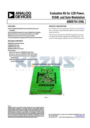 ADD8754-EVAL datasheet - Evaluation Kit for LCD Power, VCOM, and Gate Modulation
