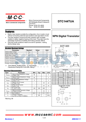 DTC144TUA_09 datasheet - NPN Digital Transistor