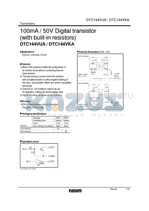 DTC144VKA datasheet - 100mA / 50V Digital transistor (with built-in resistors)