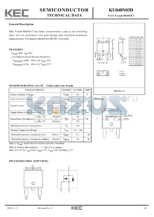 KU048N03D datasheet - N-Ch Trench MOSFET