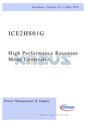 ICE2HS01G datasheet - High Performance Resonant Mode Controller