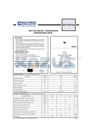 DTC144TUA datasheet - SOT-323 DIGITAL TRANSISTORS TRANSISTORS (NPN)