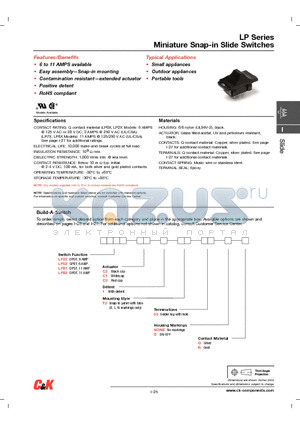LP02C21T203D datasheet - Miniature Snap-in Slide Switches