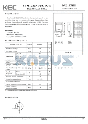 KU310N10D datasheet - N-ch Trench MOS FET