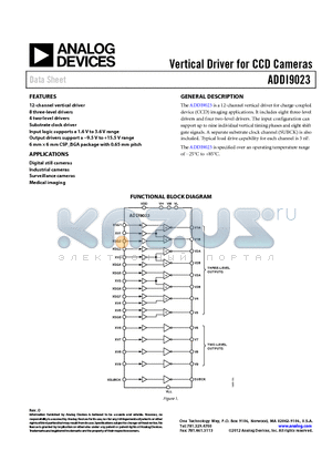 ADDI9023 datasheet - Vertical Driver for CCD Cameras