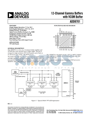 ADD8701 datasheet - 12-Channel Gamma Buffers with VCOM Buffer