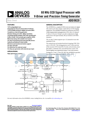 ADDI9020 datasheet - 60 MHz CCD Signal Processor with V-Driver and Precision Timing Generator