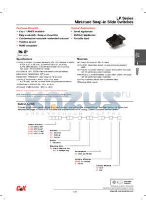 LP02C21T203DQ datasheet - Miniature Snap-in Slide Switches