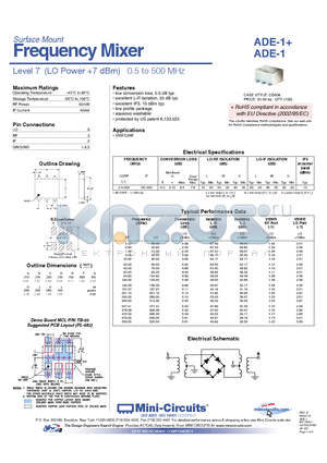 ADE-1+ datasheet - Frequency Mixer