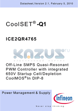 ICE2QR4765 datasheet - Off-Line SMPS Quasi-Resonant PWM Controller