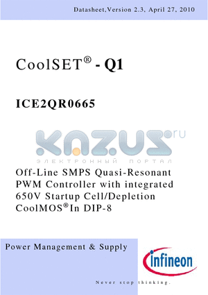 ICE2QR0665 datasheet - Off-Line SMPS Quasi-Resonant PWM Controller