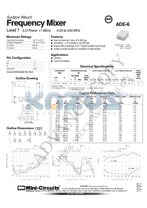 ADE-6 datasheet - Surface Mount Frequency Mixer