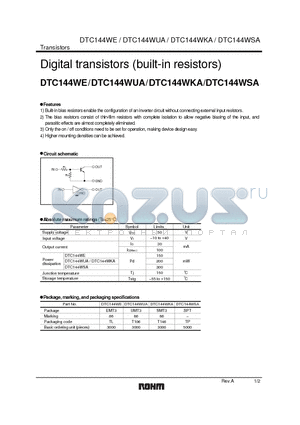 DTC144WKA datasheet - Digital transistors (built-in resistors)