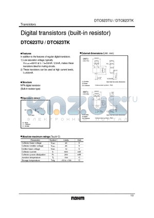 DTC623TK datasheet - Digital transistors (built-in resistor)