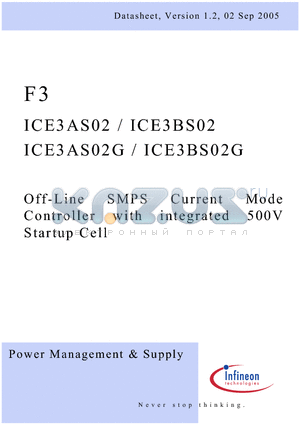 ICE3AS02_05 datasheet - Off-Line SMPS Current Mode Controller with integrated 500V Startup Cell