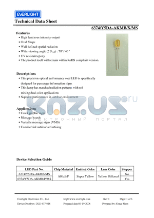 6374/Y5DA-AKMB/MS datasheet - This precision optical performance oval LED is specifically designed for passenger information signs