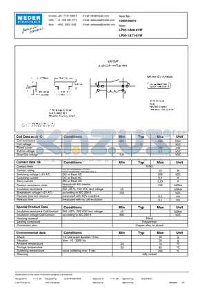 LP05-1A71-81W datasheet - LP Reed Relay