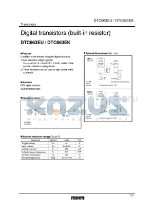 DTC663EU datasheet - Digital transistors (built-in resistor)