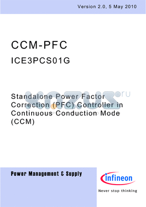 ICE3PCS01G datasheet - Standalone Power Factor Correction (PFC) Controller in Continuous Conduction Mode (CCM)