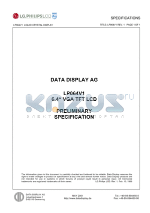 LP064V1 datasheet - LP064V1 LIQUID CRYSTAL DISPLAY