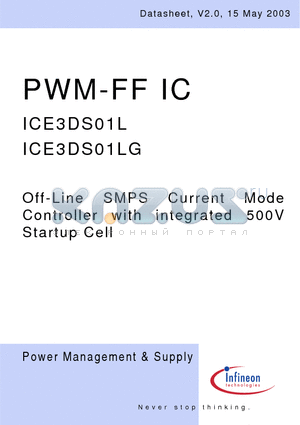 ICE3DS01LG datasheet - Off-Line SMPS Current Mode Controller with integrated 500V Startup Cell