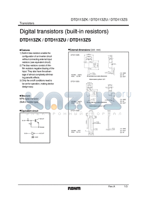 DTD113ZK datasheet - Digital transistors (built-in resistors)