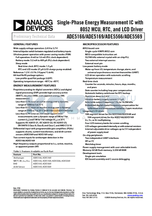 ADE5169ASTZF62 datasheet - Single-Phase Energy Measurement IC with 8052 MCU, RTC, and LCD Driver