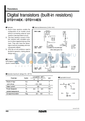DTD114ES datasheet - Digital transistors (built-in resistors)