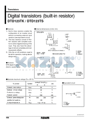 DTD123 datasheet - Digital transistors (built-in resistor)