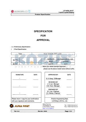 LP104S5-A2VT datasheet - LIQUID CRYSTAL DISPLAY