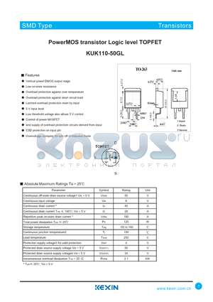 KUK110-50GL datasheet - PowerMOS transistor Logic level TOPFET