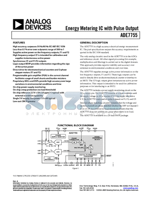 ADE7755ARSZ datasheet - Energy Metering IC with Pulse Output