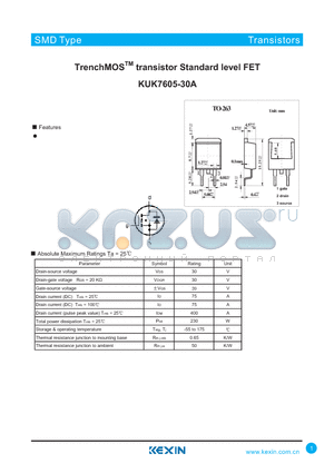 KUK7605-30A datasheet - TrenchMOSTM transistor Standard level FET