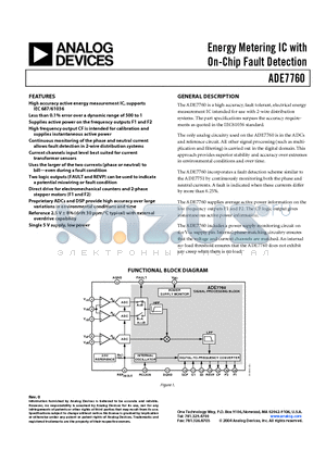 ADE7760 datasheet - Energy Metering IC with On-Chip Fault Detection