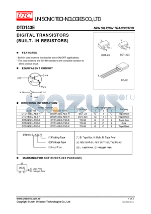 DTD143EG-AE3-R datasheet - DIGITAL TRANSISTORS BUILT- IN RESISTORS)