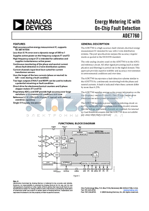 ADE7760ARS datasheet - Energy Metering IC with On-Chip Fault Detection
